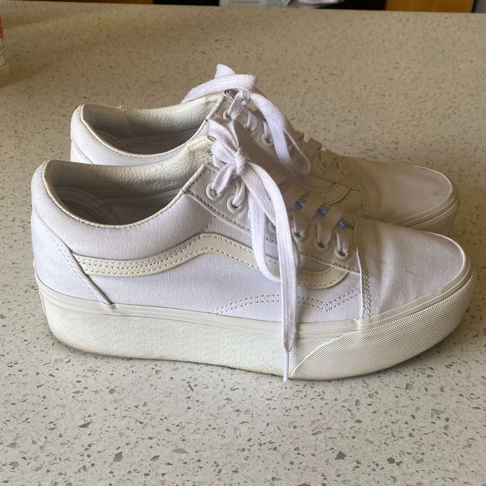 Women's White Platform Vans